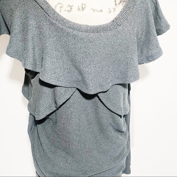 Grey Ruffle Sweater Top - Picture 6 of 7